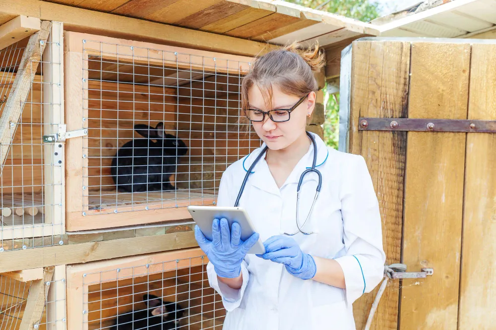 Veterinario realizando análisis
